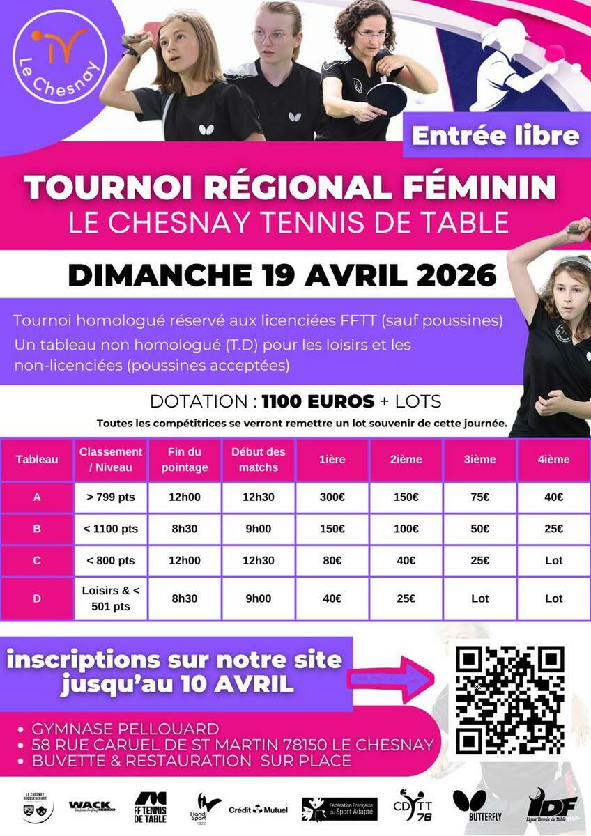 Tournoi Régional Féminin 19 avril 2026